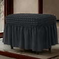 thumbnail image 3 of AUQ 3D Bubble Lattice Ottoman Slipcover Rectangular Footstool Protector with Skirt,Stretch Stool Covers for Living Room, 3 of 7