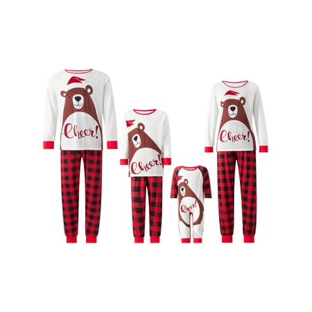 

Coduop Christmas Family Matching Pajamas Set Long Sleeve Cartoon Bear Sleepwear Loungewear Outfits