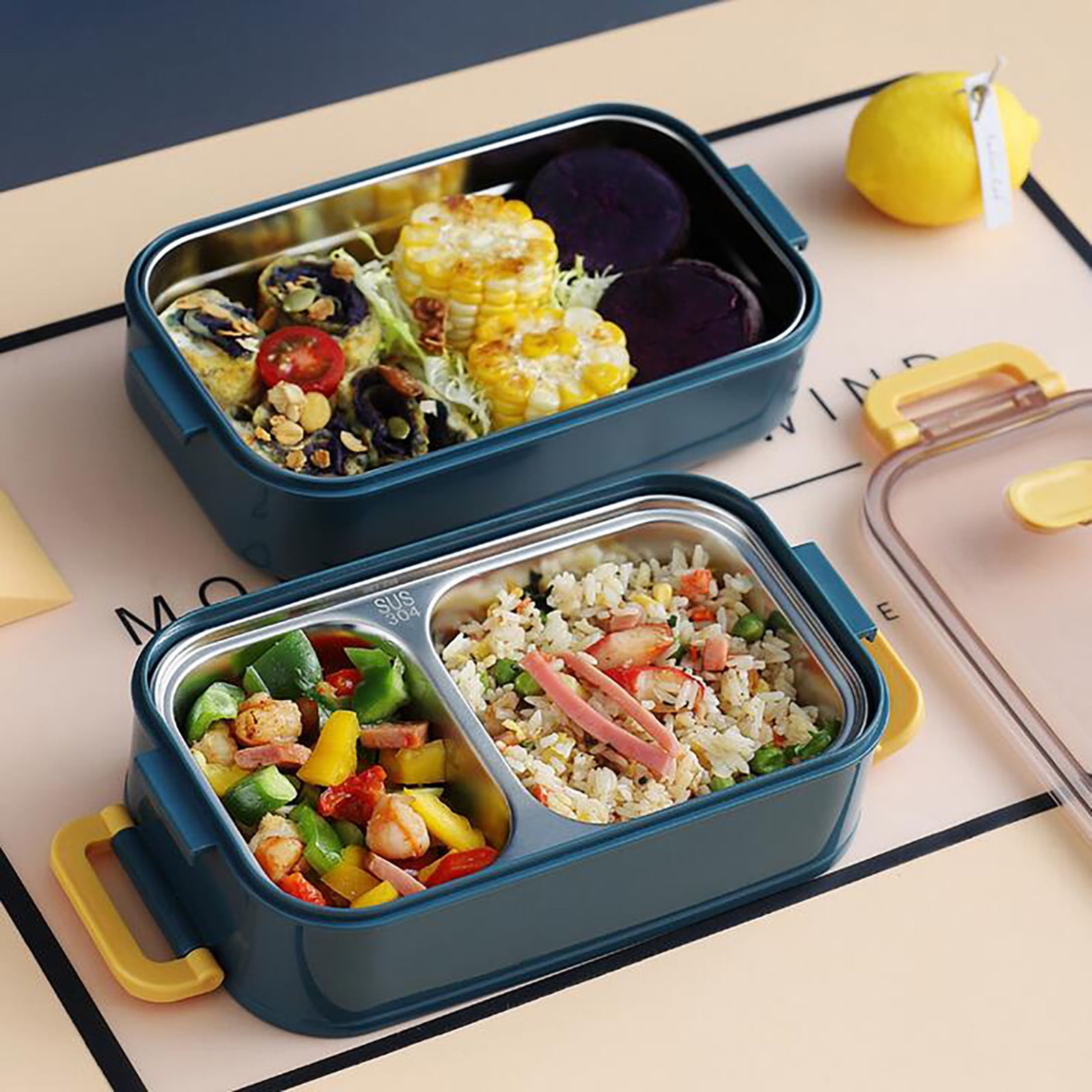 Microwave Lunch Box Japanese Wood Bento Box 2 Layer Container Storage New