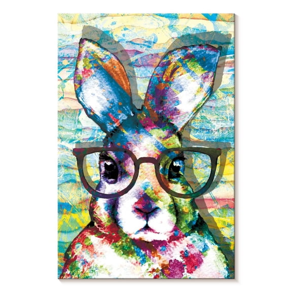 Elephant Stock Nerd Rabbit Paint Splash Wall Art - Vertical Canvas Wall Art - Living Room Wall Decor - Animal Canvas - Beige And Brown Decor - 8" x 12"