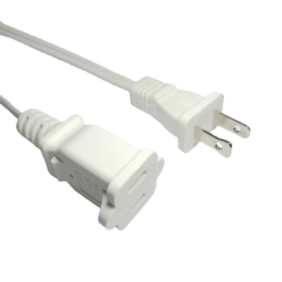 GJX 2-Pack White Extension Cord 6 Ft, 2 Prong Space-Saving Power Cable, Eco-Friendly Wire for Indoor, Outdoor, Camping