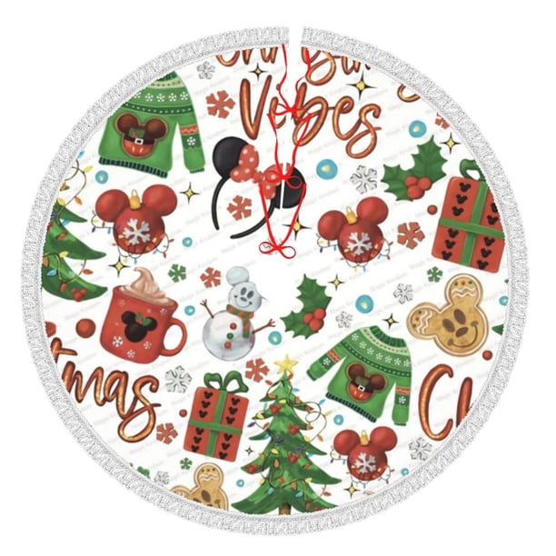 Faldas para árbol de Navidad de 30 pulgadas con texto "Merry Christmas", tapete para árbol de Navidad para vacaciones de invierno, falda para árbol de Navidad para decoraciones navideñas rústicas