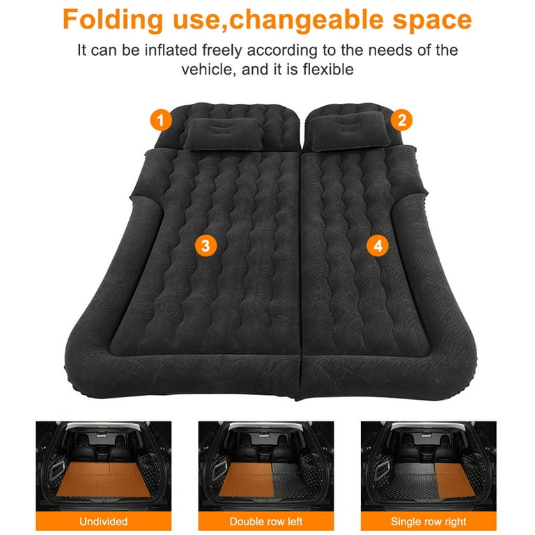 Estink Inflatable Travel Mattress Air Mattress Bed 2 Headrest with Inflation Pump Adjustable Blow Up Mattress for Home Travel Camping 49.6in