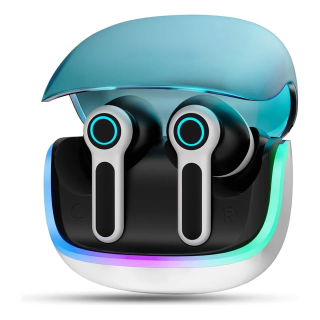 VEATOOL Wireless Bluetooth Headset,Mic Dual con Cancelación de Ruido ENC,80H de Uso,luces RGB