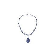 Mogul Mala Beads Jewelry Lapiz Beads Oval Pendent Necklace - Handmade Necklaces