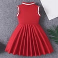 thumbnail image 6 of DJDLJWCJ Girls School Uniform Dress 1-8 Solid Color Button polo Dress Stretch Soft Summer Casual Sleeveless Dress Red Size 12M, 6 of 9