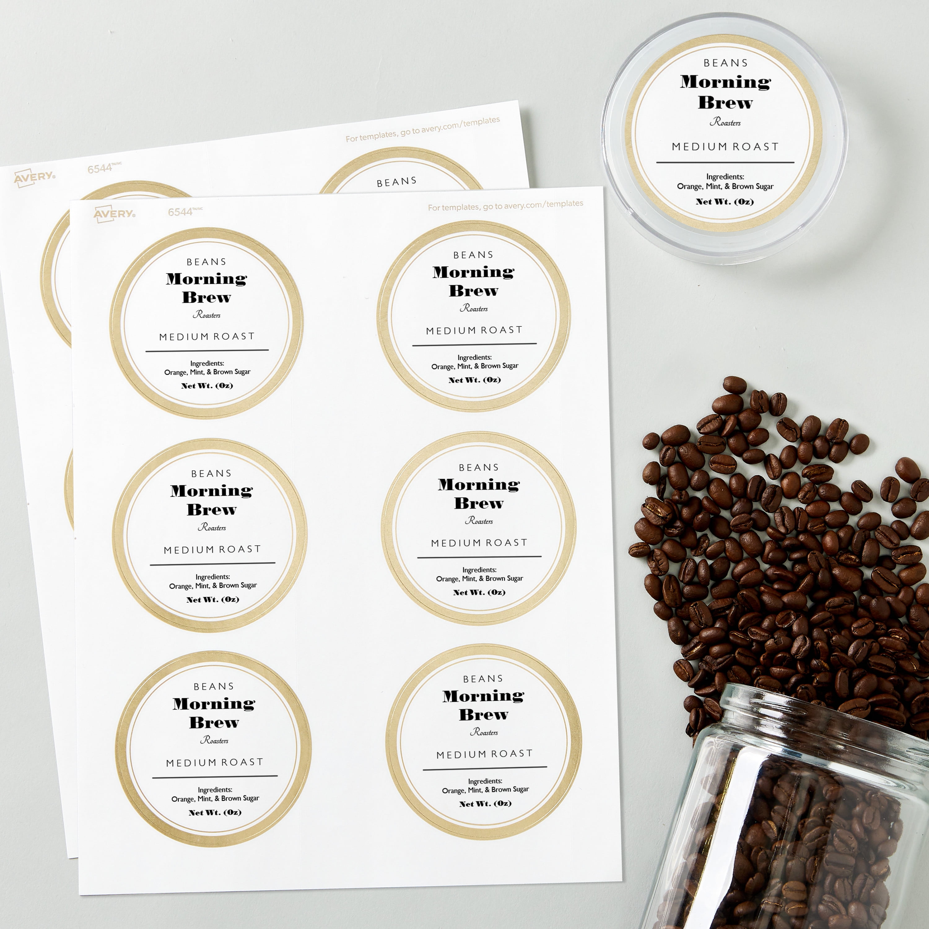 Avery Labels with Gold Borders, 3" Round, 60ct (6544)