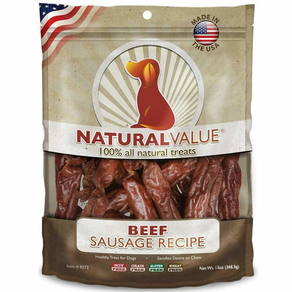 Natural Value Soft Chew Healthy Dog Treats - Beef Sausages, 13 oz