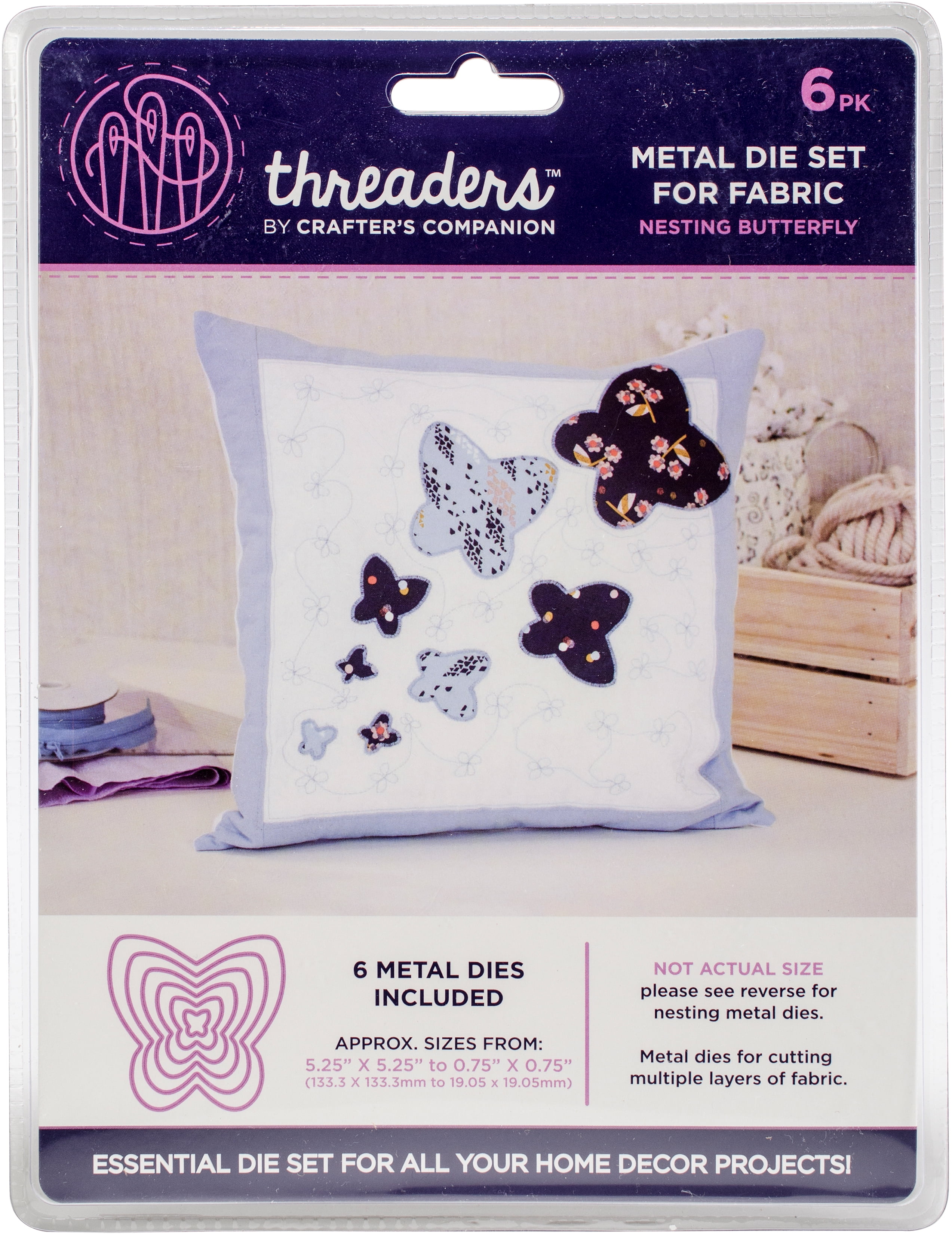Crafter's Companion Threaders Metal Fabric Nesting Dies 6PkgButterfly