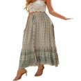 thumbnail image 4 of Womens Summer Boho Floral High Waist A-Line Skirt Ruffle Beach Midi Maxi Skirt, 4 of 8