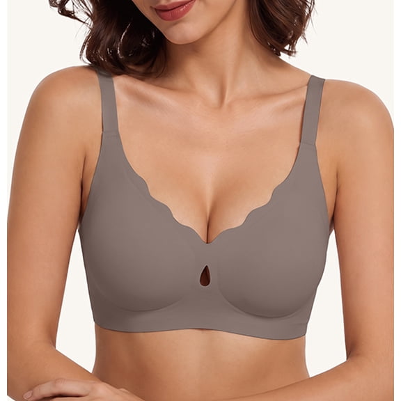 Qylux Wireless Bras for Women No Underwire Push Up Bras Seamless Full Coverage Comfort Lift Support Soft Everyday bra,Grey