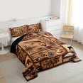 thumbnail image 3 of jejeloiu Rustic Western Cowboy Queen Comforter Set,Brown Pink Cone Fish Bedding Comforter Set For Men Women Reversible 3-Piece, 3 of 8