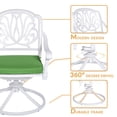 thumbnail image 3 of W WARMHOL 7-Piece Outdoor Patio Dining Set, 60" Rectangular Cast Aluminum Dining Table with Umbrella Hole and 6 Cushioned Swivel Rocker Chairs, Patio Funiture Set for Backyard, Patio, Garden, White, 3 of 7