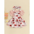thumbnail image 5 of Suealasg Baby Girls Outfit 3 6 12 18 24 Months Infant Girls Short Sleeve Ribbed Romper Daisy Print Suspender Skirt Headband Set 0-18M 3Pcs Newborn Girl Summer Clothes, 5 of 9