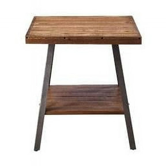 HomeRoots 485831 23 in. Wood Rectangular End Table with Shelf, Sandy Black & Weathered Oak