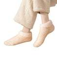 thumbnail image 2 of Women's Solid Color Fleece Lined Socks, Non-Slip Grip House Socks, Warm Indoor Sleeping Socks, Plush Short Ankle Slipper Socks, Cozy Winter Floor Socks for Home - Khaki, 2 of 4