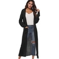 thumbnail image 3 of Women's Maxi Cardigan,Casual Long Sleeve Ankle-Length Flowy Open Front Drape Lightweight Duster Irregular Hem Thin Cardigan Sweater Knitted Coat Loose Longline Duster Coat,S-2XL Black, 3 of 4