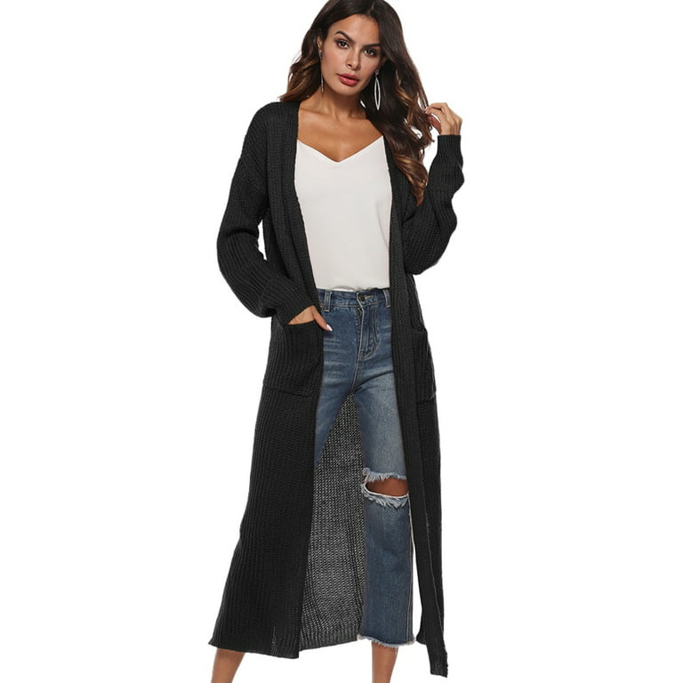 Women's Maxi Cardigan,Casual Long Sleeve Ankle-Length Flowy Open Front  Drape Lightweight Duster Irregular Hem Thin Cardigan Sweater Knitted Coat  Loose 