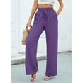 thumbnail image 3 of SHOWMALL Women's Pants High Waisted Pants Purple L Casual Loose Trousers with Slant Pockets, 3 of 11