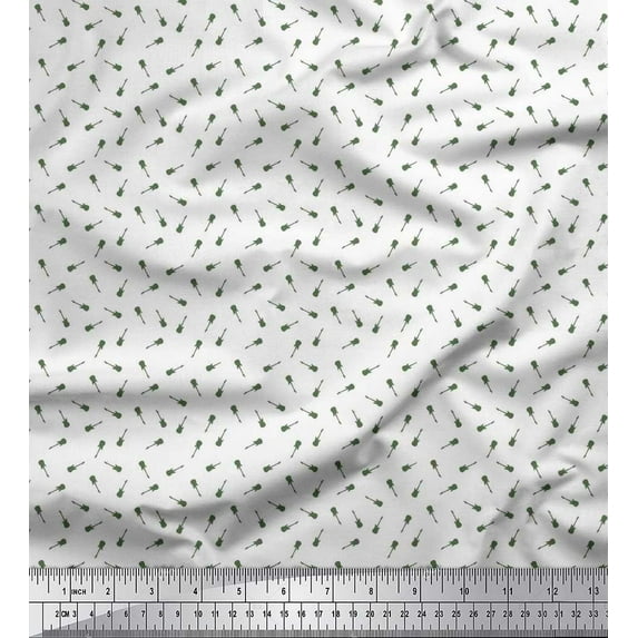 Soimoi Silk Fabric Guitar Shirting Decor Fabric Printed Yard 42 Inch Wide