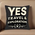 thumbnail image 5 of Set of 2 Vintage - Style Throw Pillow Covers 18x18in - Dark Black Background with Cream ' YES TRAVEL & EXPLORATION ' Text & Intricate Patterns for Couch Bed Car, 5 of 8