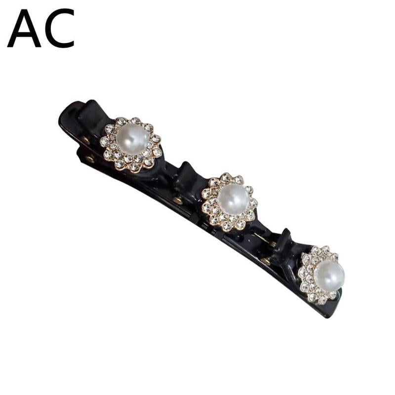 Women Double Layer Bangs Hairpin Hair Clip Headband Braided Rhinestone Gift US X9E3