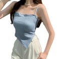 thumbnail image 2 of Top de verano para mujer, camiseta sin mangas informal con tirantes finos a cuadros, camiseta sin mangas para niñas, talla libre azul, 2 of 14