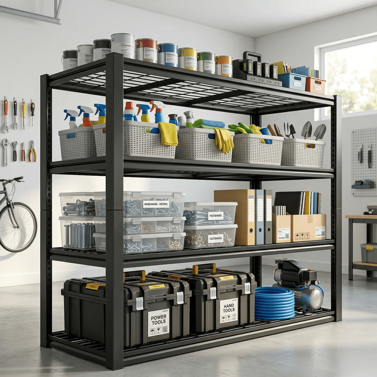 Heavy Duty Garage Shelving Unit, 2240 lbs Metal Storage Shelves, Adjustable Steel Shelving Rack, 39.37"W x 19.6"D x 60"H, 4-Tier Freestanding Industrial Shelf for Garage, Basement, Warehouse