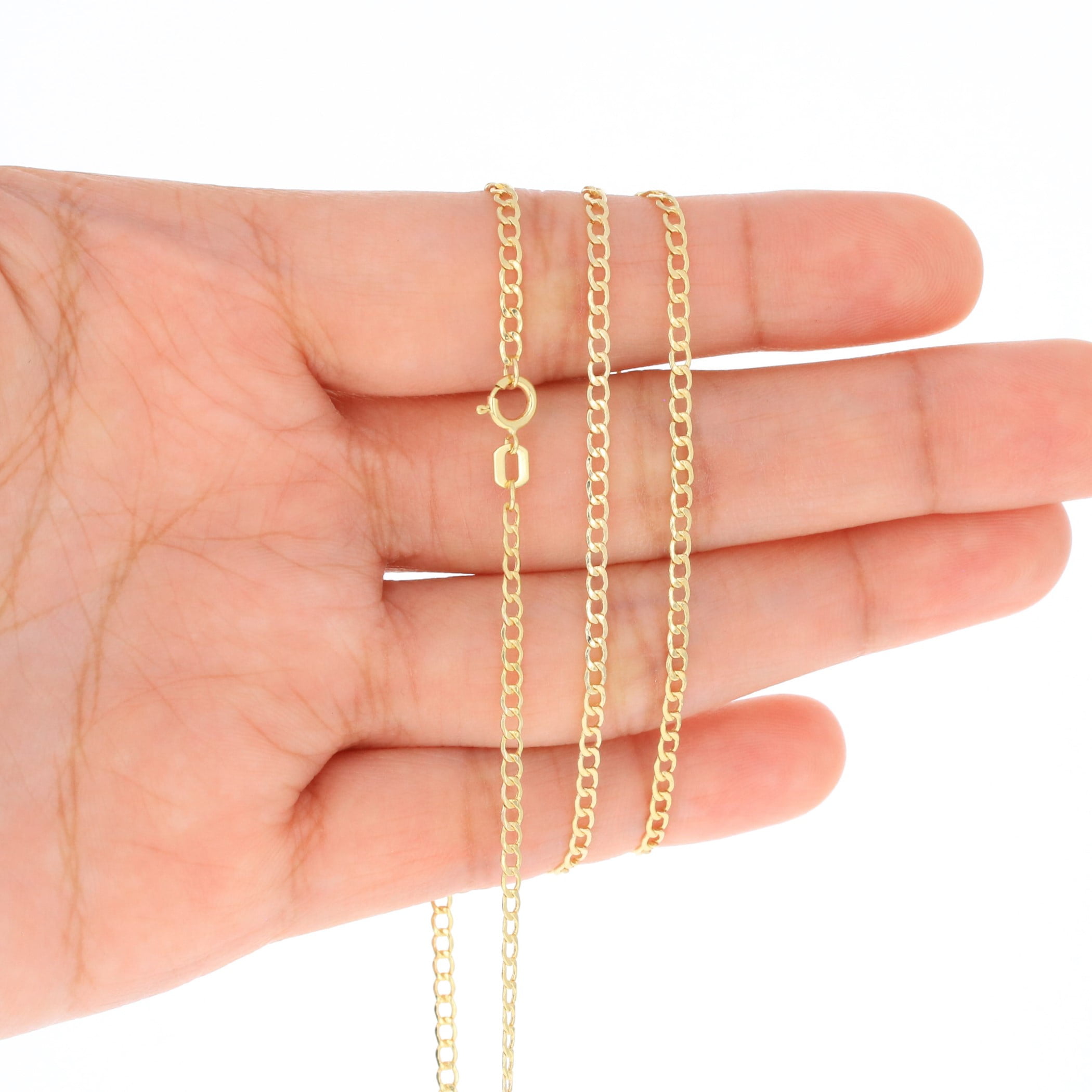 Nuragold 10k Real Yellow Gold Cuban Curb Link 2mm Chain Necklace (16"-24") Italian Jewelry for Men & Women