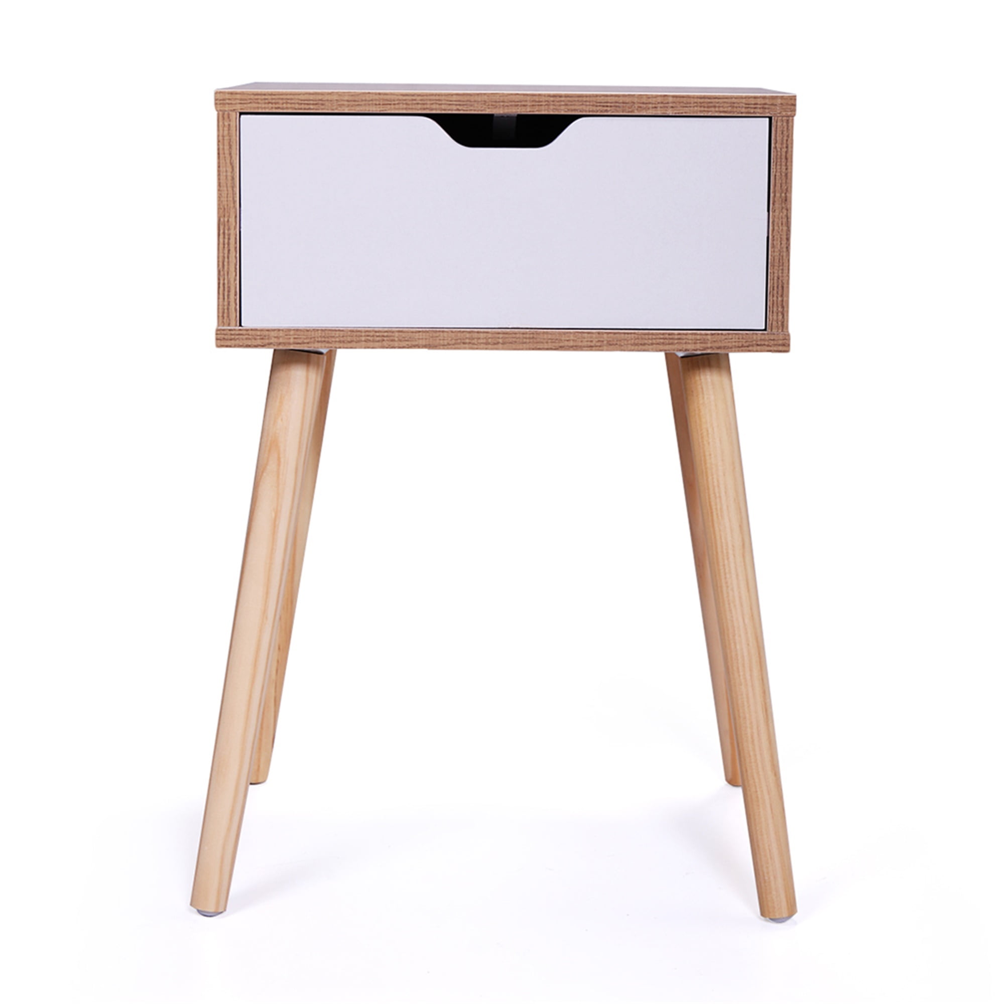 Kepooman 23" Nightstand, End Table with Drawer and Solid Pine Legs, Nightstand Side Table for Bedroom, Light Brown