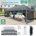 thumbnail image 5 of HOTEEL 10x30 Heavy Duty Canopy Tent, Pop up Canopies with Netting Screened ,Waterproof Ez up Canopy with Sidewalls, Outdoor Instant Party Tent for Backyard,Gray, 5 of 8
