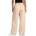 thumbnail image 3 of Favoffer Women Cotton Linen Wide Leg Pants Elastic Waist Front Button Pants Straight Tube Business Casual Slacks for Spring Daily, 3 of 8