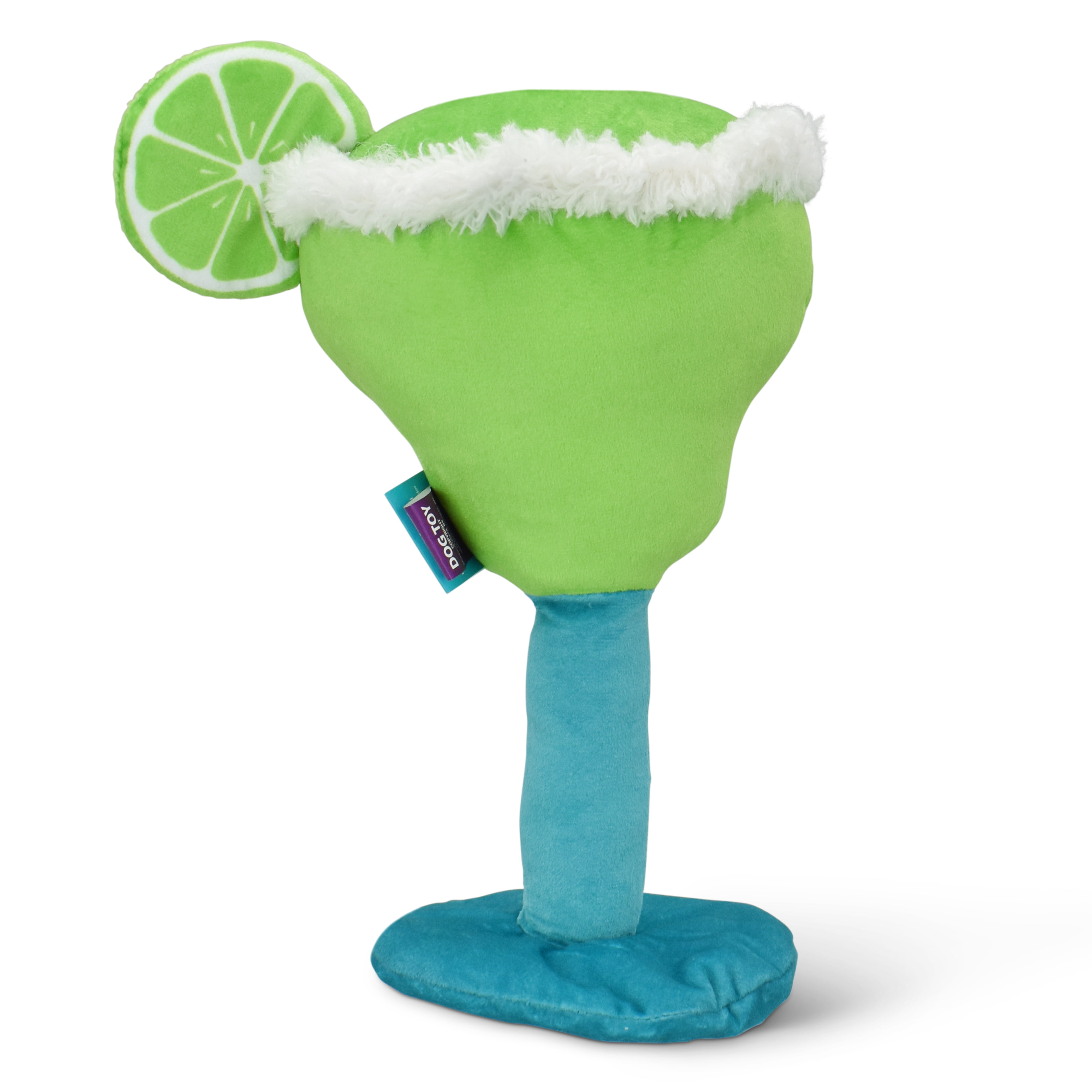 Multipet Margaritaville Margarita Glass, Plush Dog Toy, Squeaker and Crinkle Noise, Green and Blue