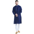 thumbnail image 5 of Shatranj Men's Indian Classic Collar Long Kurta Tunic with Embroidered Placket; Royal Blue, 5 of 5