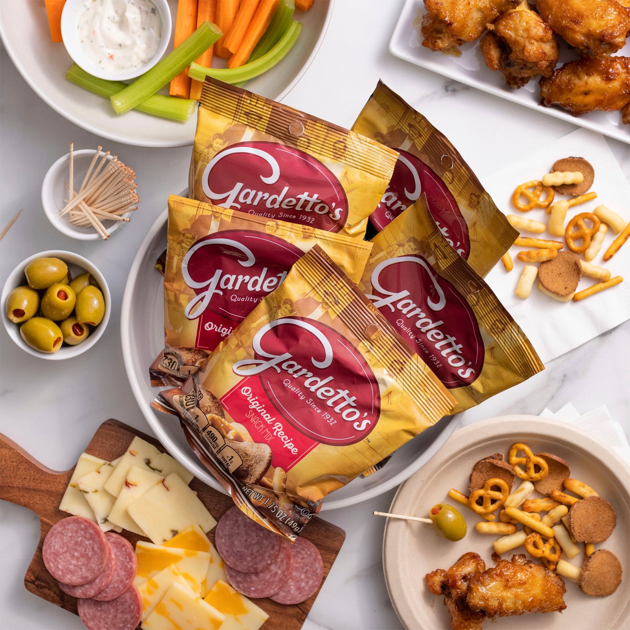 (4 pack) Gardetto's Original Recipe Snack Mix, Single Serve Bags Multipack, 10 Count, 17.5 oz