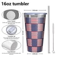 thumbnail image 4 of 16oz Tumblers Red White and Blue Star Striped Pattern Stainless Steel Vacuum Insulated Double Wall Travel Tumbler Cups Mug with Lid and Straw,Cleaning Brush for Coffee,Tea, 4 of 4