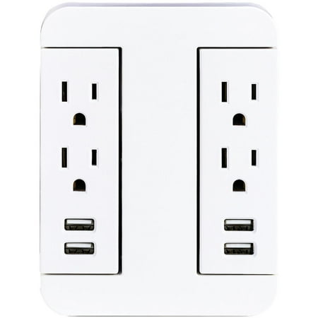 Blackweb B15Ho214 4-Outlet Swivel Wall Tap With 4 Usb Ports
