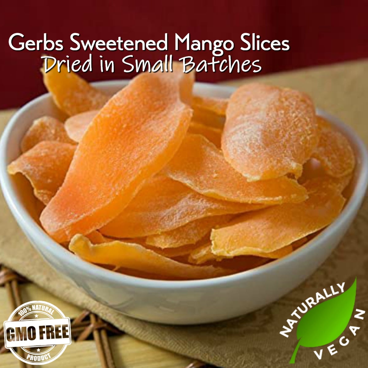 GERBS Dried Mango Slices 2 LBS. | Freshly Dehydrated Resealable Bulk Bag | Top Food Allergy Free | Sulfur Dioxide Free | Digestion, Skin, Vision & Bone Density Aid | Gluten Peanut Tree Nut Free