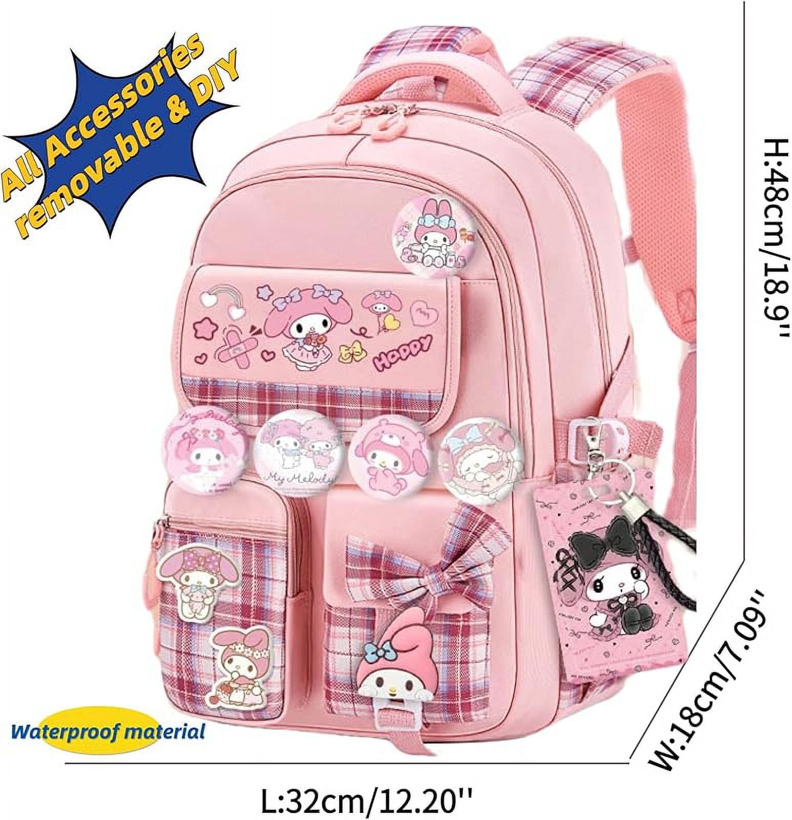 YAHAFEPYKawaii backpack with 18PCs accessories anime cartoon anti-theft travel aesthetic new semester gifts bag with cute pins…