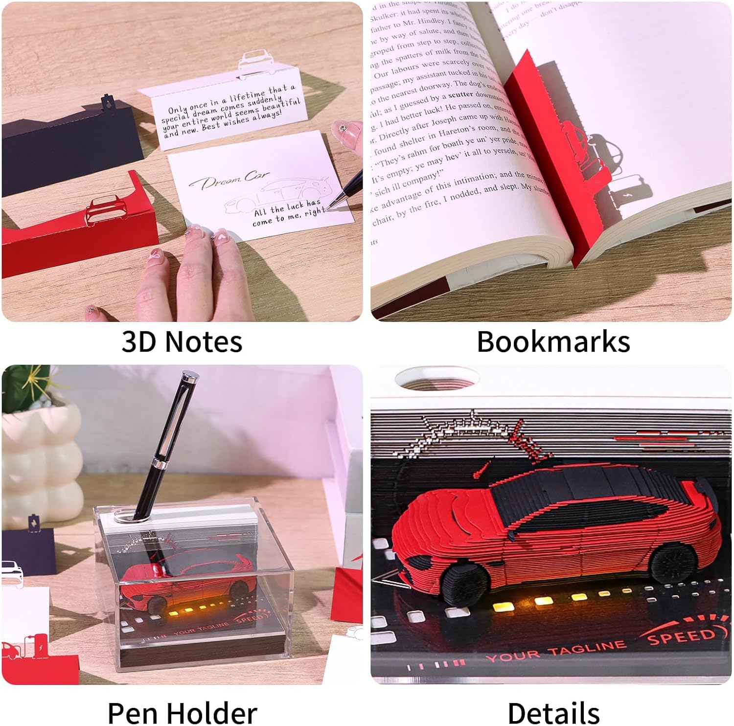 3D Calendar 2026, Timepiece Calendar 2026,Tear-Away 3D Paper Art Notepad w LED Lights, 3D Memo Art Pad Calendars, DIY Paper Carving Gifts