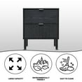 thumbnail image 5 of Sango Merk Black 2-Drawer Nightstand, Grooved Front and Cylindrical Legs, 5 of 8