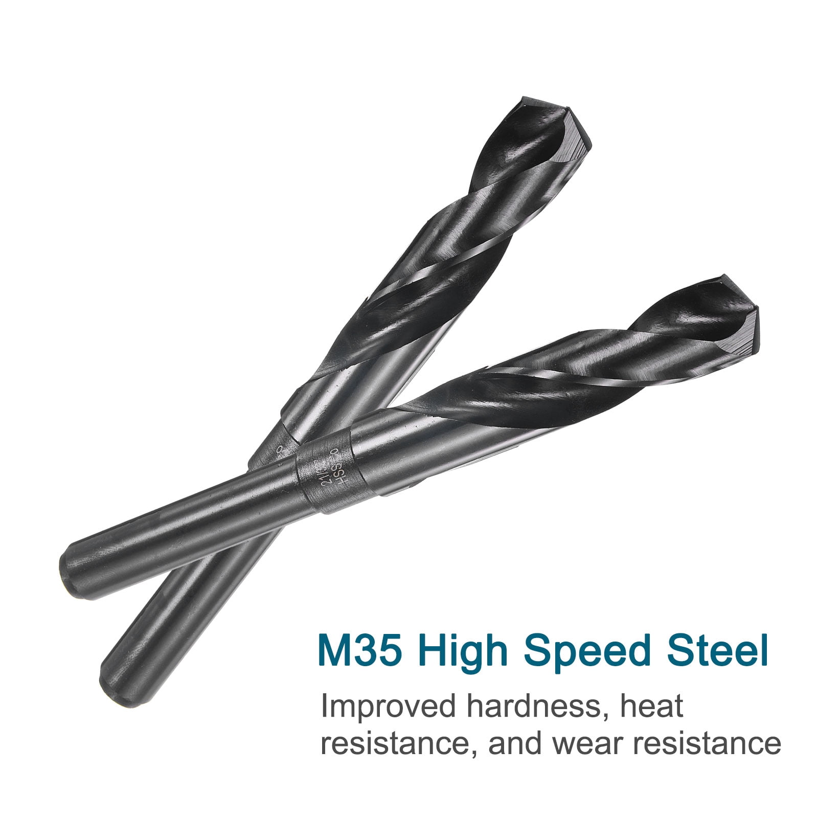Uxcell 2pcs 21/32"  Twist Drill Bits M35 High-Speed Steel HSS Round Shank 6" Long