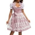 thumbnail image 3 of DailyTrove Women's Pink Floral Dirndl Dress - Polyester Oktoberfest Festival Out, Traditional for Beer Celebrations, 3 of 5