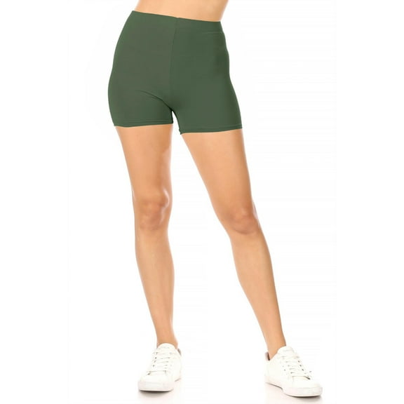 Women's Plus Size Casual Soft Stretch Elastic Waist Solid Workout Short Pant