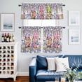 thumbnail image 2 of Blue Purple Gnomes Kitchen Curtains Sets for Windows 36 Inch Length, Spring Hydrangea Flower Leaf Pink Plaid Rod Pocket Window Treatments Tier Curtains and Valances Set for Bedroom/Bathroom, 2 of 8