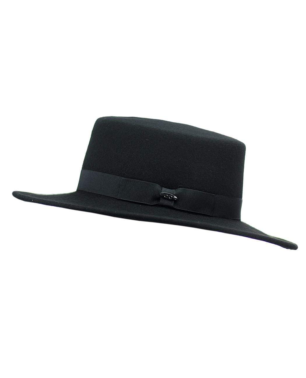 C.C Wool Wide Brim Porkpie Fedora Hat with Simple Band 