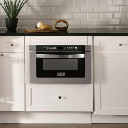 ZLINE - 24" 1.2 cu. ft. Built-in Microwave Drawer in Black Stainless Steel - Black