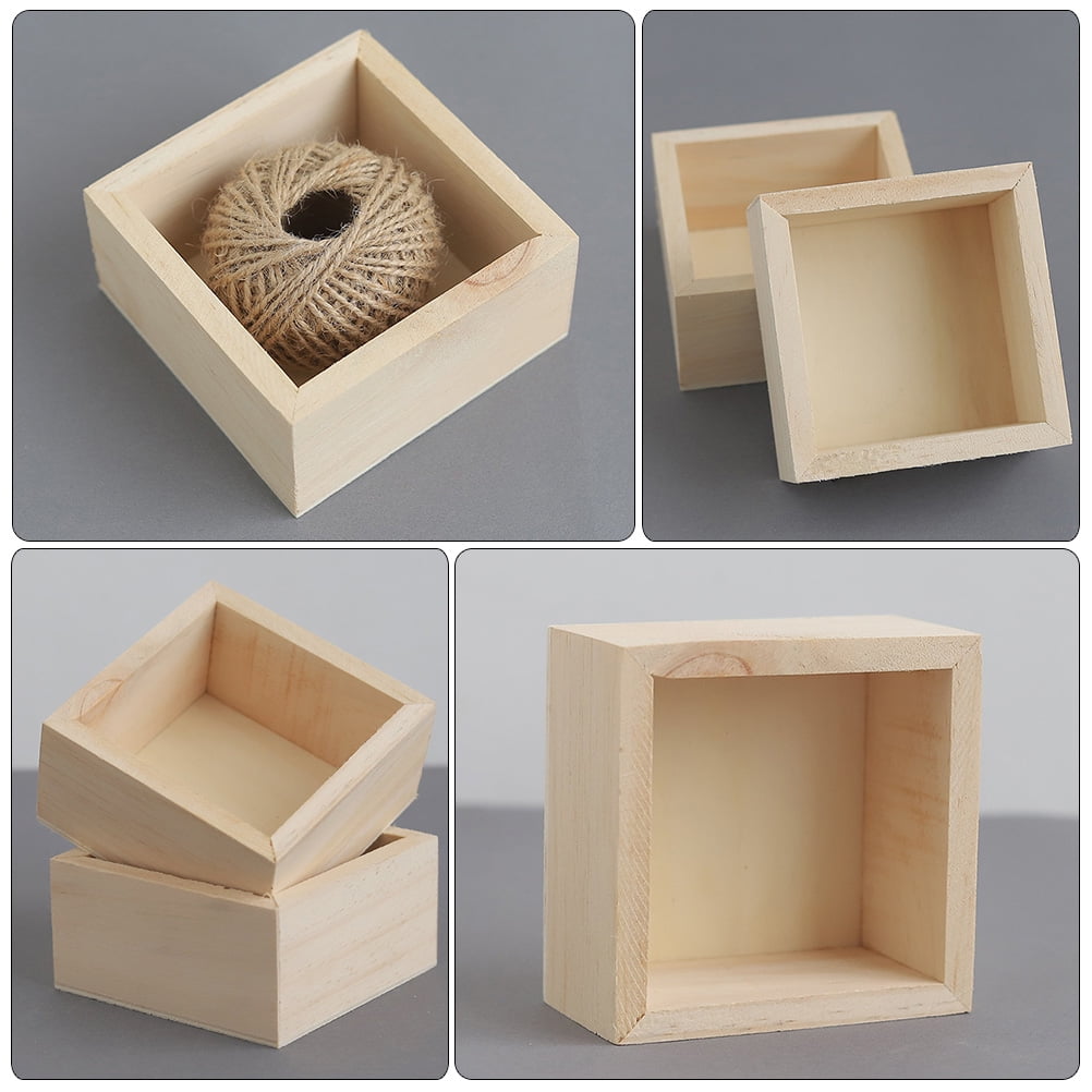 PAMINGONO 6pcs Rustic Crates for Decor Small Unfinished Boxes Natural Wood Craft Organizer Artists
