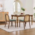 thumbnail image 6 of GAKMCIL Chenille Dining Chair, Mid-Century Modern Arm Chair, 1-Seat Cushioned Sofa with Solid Wood Armrests and Legs, Weight Capacity 300lbs for Dining Room, Kitchen and Bedroom (Olive Green), 6 of 8