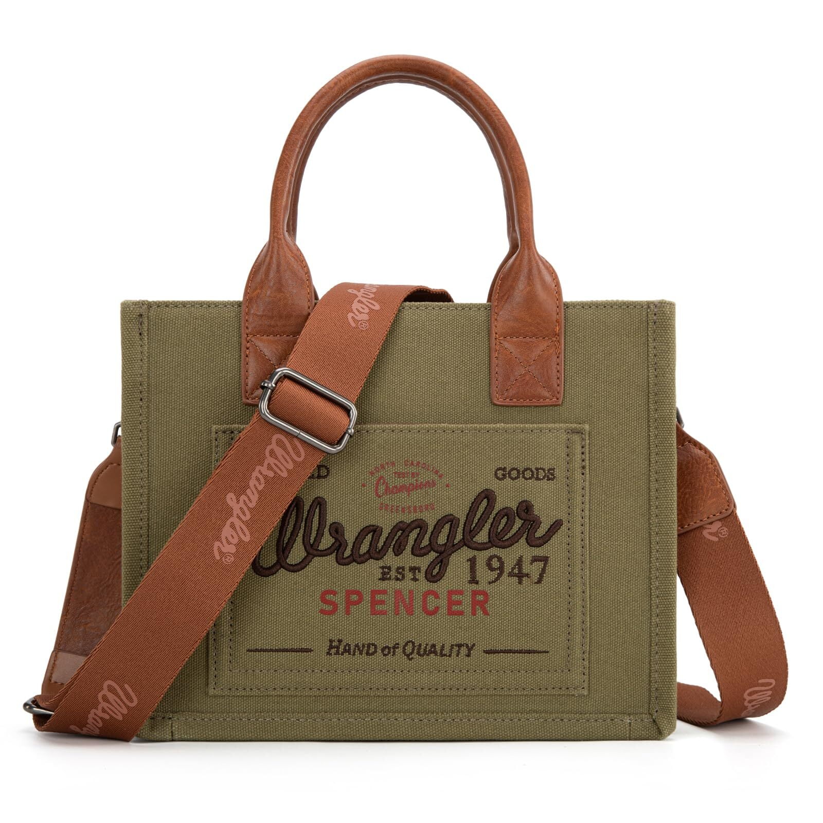 Wrangler Tote Bag for Women Retro Canvas Top Handle Purses and Handbags, Green